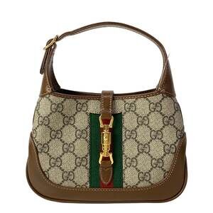 Gucci Jackie 1961 Handbag 637092 Beige Dark Brown Multi PVC Leather